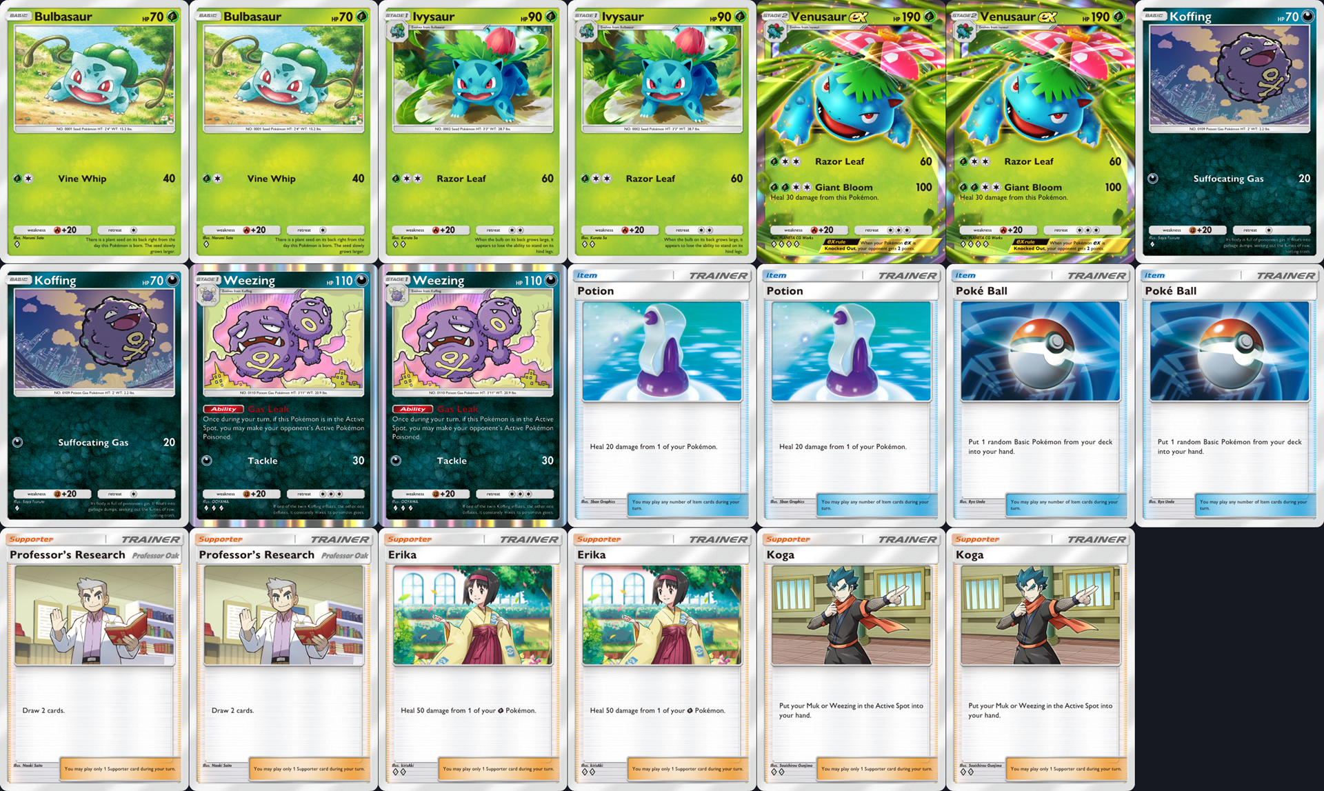 pokemon tcgp pocket venusaur ex weezing deck