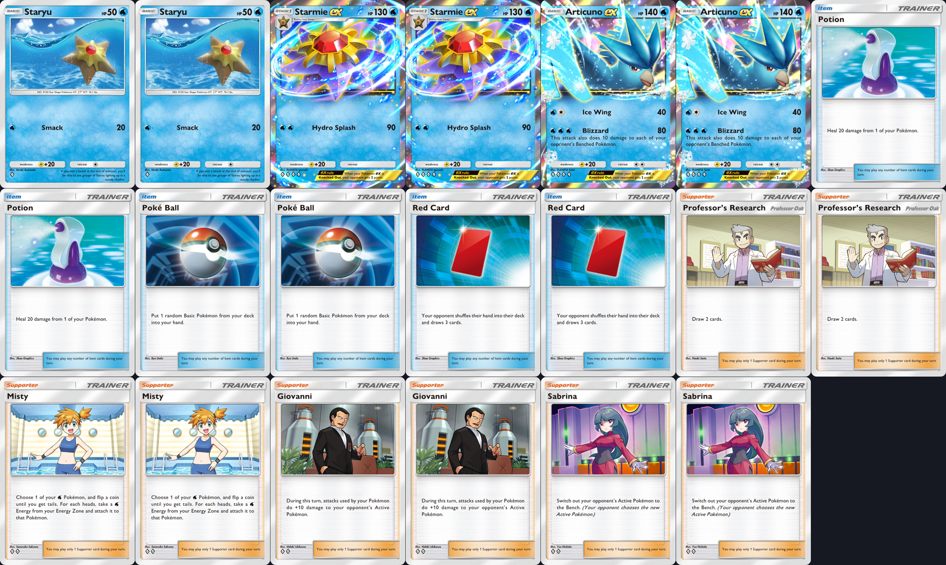 pokemon tcgp pocket starmie deck misty articuno