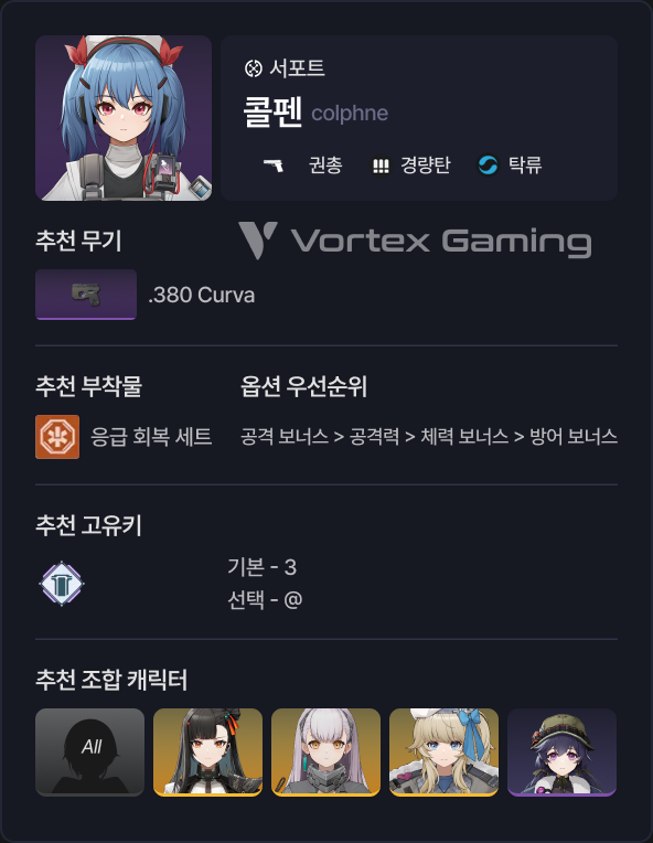 소녀전선2 소전2 망명 콜펜 세팅 무기 고유키 조합