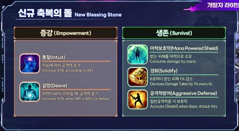 나혼렙 개발자라이브 축복의돌 마력 공격력 보호막