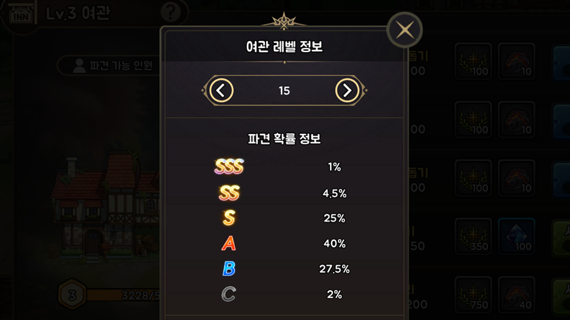 99강화 나무몽둥이 키우기 영지 여관 레벨 파견 등급